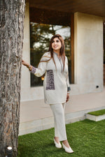 Load image into Gallery viewer, CREBE FABRIC CO-ORD SET, ADORNED WITH INTRICATE THREAD EMBROIDERY