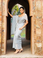 Load image into Gallery viewer, Shimmer Luxe: A Draped Grey Masterpiece