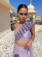 Load image into Gallery viewer, A MULTICOLOURED PURPLE HUE AND AN OFF-SHOULDER BLOUSE