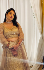 Load image into Gallery viewer, Elegance Redefined: Copperish Gold Lehenga by Tanu Khera Designs