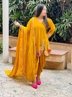 Load image into Gallery viewer, Elegant Fusion: Double Georgette Dhoti Pants with Multicoloured Embroidered Shirt