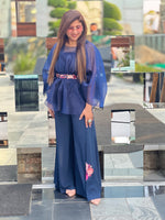 Load image into Gallery viewer, HANDCRAFTED SHARARA SUIT WITH PEPLUM AND WAIST BELT!