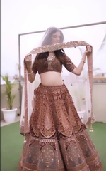 Load image into Gallery viewer, "Exquisite Grandeur: The Multicoloured Bridal Velvet Lehnga by Tanu Khera Designs"