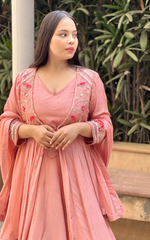 Load image into Gallery viewer, Radiant Onion-Colored Chinon Lehenga Set with Hand-EmbroRaidered Jacket