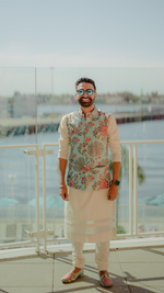 Load image into Gallery viewer, "Chanderi Opulence: The Tanu Khera Designs Self Chanderi Kurta with Embossed Velvet and Detailed Hemline"