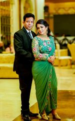 Load image into Gallery viewer, Step into the Realm of Unmatched Elegance with Tanu Khera Designs' Enchanting Green Embellished Saree