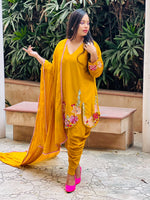 Load image into Gallery viewer, Elegant Fusion: Double Georgette Dhoti Pants with Multicoloured Embroidered Shirt