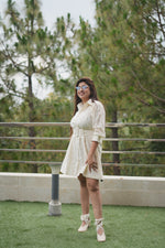 Load image into Gallery viewer, OFF-WHITE HAKOOBA FABRIC COTTON TUNIC, COMPLETE WITH A STYLISH BELT.