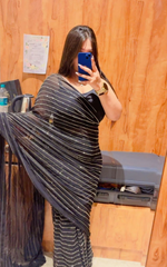 Load image into Gallery viewer, THE BLACK GEORGETTE DRAPE SAREE BY TANU KHERA DESIGNS