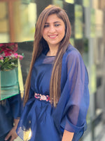 Load image into Gallery viewer, HANDCRAFTED SHARARA SUIT WITH PEPLUM AND WAIST BELT!