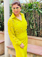 Load image into Gallery viewer, Lime Green Elegance with Pearl Adornments