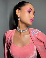 Load image into Gallery viewer, BLAZER STYLE CORDSET IN VELVET FABRIC WITH HANDWORK