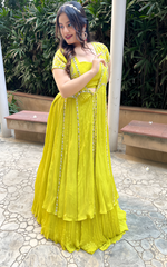 Load image into Gallery viewer, Gleaming Grace: Lime Green 3-Piece with Pearl and Mirror Work