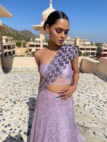 Load image into Gallery viewer, A MULTICOLOURED PURPLE HUE AND AN OFF-SHOULDER BLOUSE