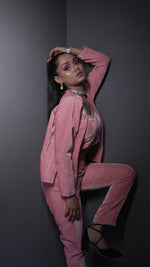 Load image into Gallery viewer, BLAZER STYLE CORDSET IN VELVET FABRIC WITH HANDWORK