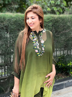 Load image into Gallery viewer, Bold Elegance: Georgette Ombre Co-ord Set with Handcrafted Details