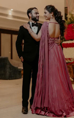 Load image into Gallery viewer, "RADIANT REVERIE: THE TANU KHERA DESIGNS BEAUTIFUL CREPE GOWN WITH CUTDANA EMBROIDERY"