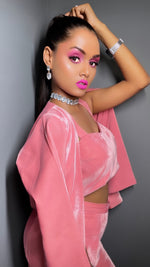 Load image into Gallery viewer, BLAZER STYLE CORDSET IN VELVET FABRIC WITH HANDWORK