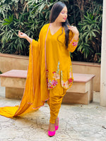 Load image into Gallery viewer, Elegant Fusion: Double Georgette Dhoti Pants with Multicoloured Embroidered Shirt