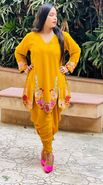 Load image into Gallery viewer, Elegant Fusion: Double Georgette Dhoti Pants with Multicoloured Embroidered Shirt