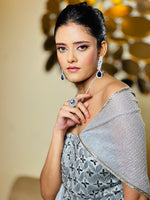 Load image into Gallery viewer, Shimmer Luxe: A Draped Grey Masterpiece