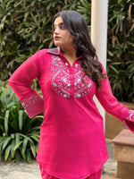 Load image into Gallery viewer, Title: Fuchsia Flair: A Perfect Blend of Tradition and Contemporary Fashion