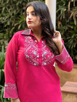 Load image into Gallery viewer, Title: Fuchsia Flair: A Perfect Blend of Tradition and Contemporary Fashion