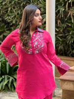 Load image into Gallery viewer, Title: Fuchsia Flair: A Perfect Blend of Tradition and Contemporary Fashion