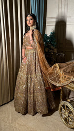Load image into Gallery viewer, THE COPPER ORGANZA RECEPTION LEHENGA BY TANU KHERA DESIGNS