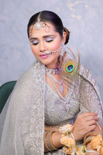 Load image into Gallery viewer, Elegance Unveiled: The Grey Net Reception Lehenga
