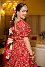 Load image into Gallery viewer, Opulent Red Bridal Lehenga – A Regal Vision