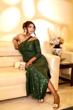 Load image into Gallery viewer, Opulent Glamour: One Shoulder Sequins Embroidered Gown with Stylish Neckline