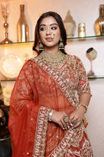 Load image into Gallery viewer, Heavenly Opulence: The Bridal Organza Lehenga by Tanu Khera Designs