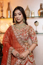 Load image into Gallery viewer, Heavenly Opulence: The Bridal Organza Lehenga by Tanu Khera Designs