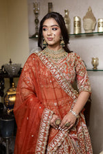Load image into Gallery viewer, Heavenly Opulence: The Bridal Organza Lehenga by Tanu Khera Designs