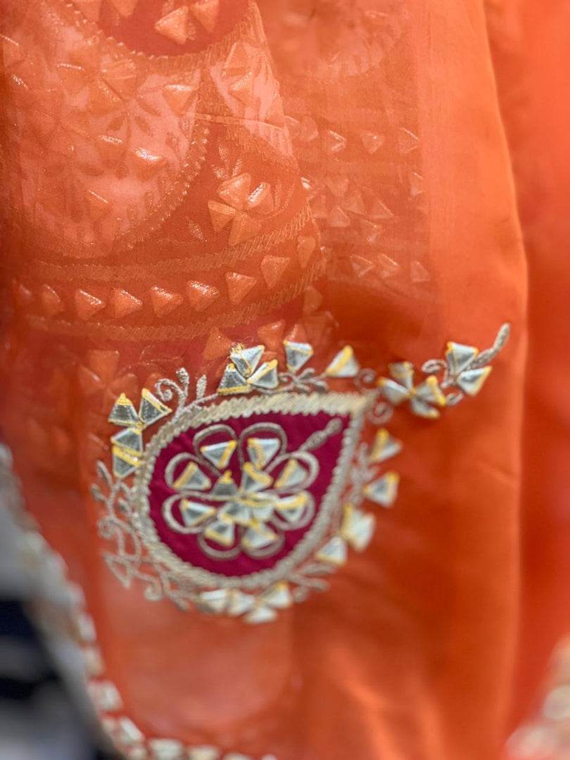 ANARKALI GOTTA PATTI SILK WITH PATTERN AND ORGANZA DUPATTA