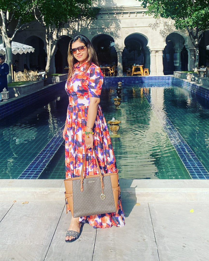 PRINTED CREPE PERFECTION: TANU KHERA'S BOX PLEATED ONE PIECE DRESS