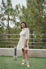 Load image into Gallery viewer, OFF-WHITE HAKOOBA FABRIC COTTON TUNIC, COMPLETE WITH A STYLISH BELT.
