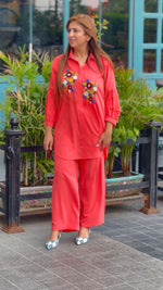 Load image into Gallery viewer, Vibrant Elegance: Double Georgette Orange Co-ord Set
