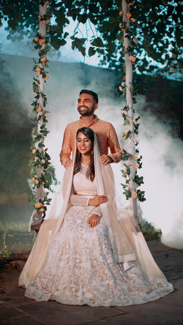 CELESTIAL OPULENCE: THE RESPLENDENT RICH CREAM TULLE SILK LEHENGA BY TANU KHERA DESIGNS"