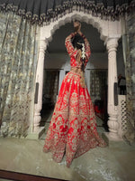 Load image into Gallery viewer, &quot;CRIMSON ELEGANCE: TANU KHERA&#39;S EXQUISITE GEORGETTE BRIDAL LEHENGA
