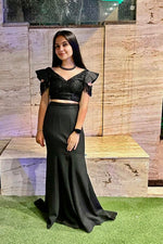 Load image into Gallery viewer, Satin Elegance: Tanu Khera&#39;s Mermaid Skirt with Cutdana Embroidery Blouse&quot;
