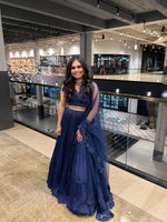 Load image into Gallery viewer, EMBELLISHED  BLUE RECEPTION LEHNGA BY TANU KHERA DESIGNS
