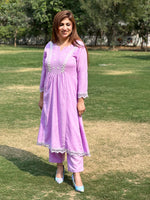 Load image into Gallery viewer, Elegant Lavender Chiffon Flared Shirt by Tanu Khera Designs
