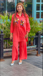 Load image into Gallery viewer, Vibrant Elegance: Double Georgette Orange Co-ord Set
