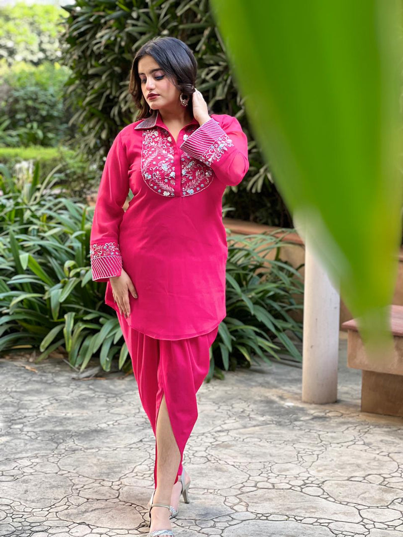 Title: Fuchsia Flair: A Perfect Blend of Tradition and Contemporary Fashion