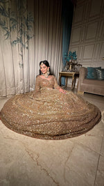 Load image into Gallery viewer, THE COPPER ORGANZA RECEPTION LEHENGA BY TANU KHERA DESIGNS
