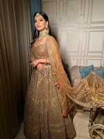 Load image into Gallery viewer, THE COPPER ORGANZA RECEPTION LEHENGA BY TANU KHERA DESIGNS
