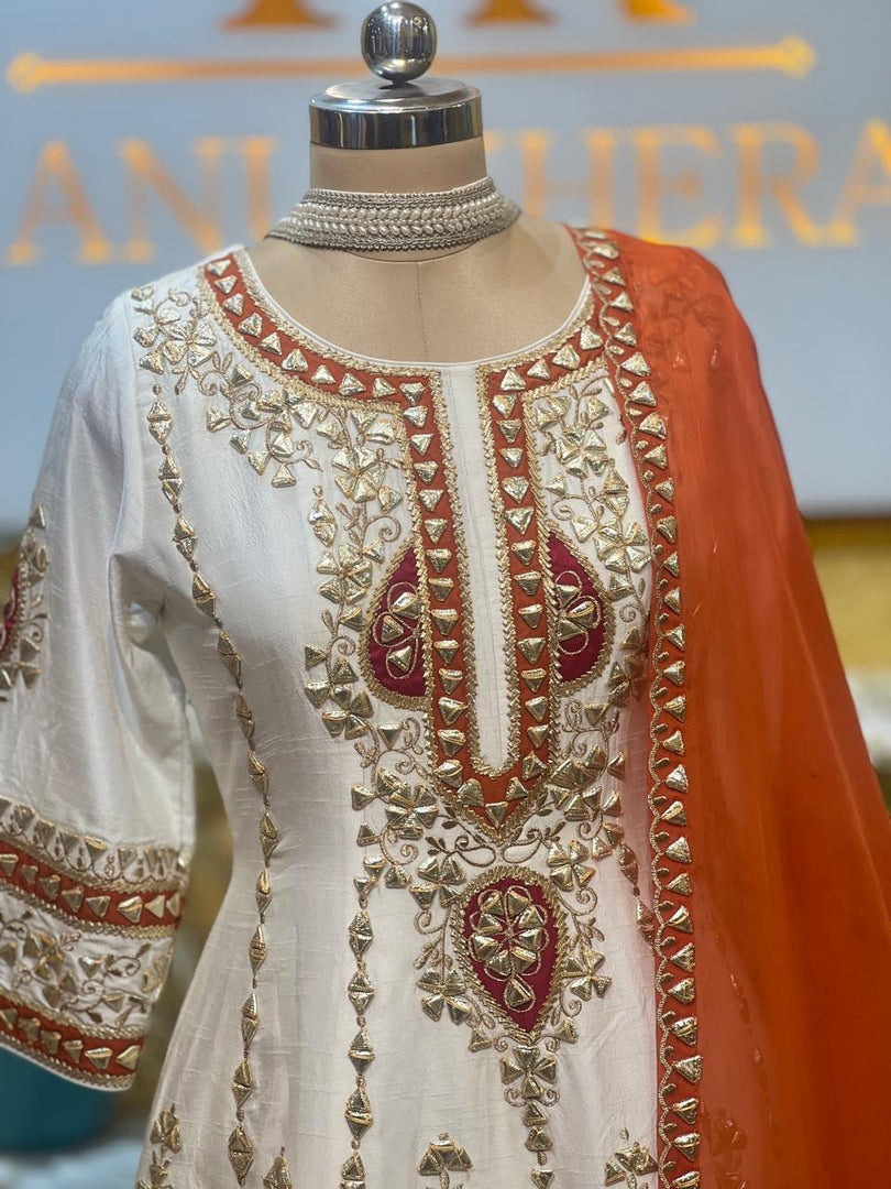 ANARKALI GOTTA PATTI SILK WITH PATTERN AND ORGANZA DUPATTA