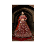 Load image into Gallery viewer, &quot;Celestial Elegance: Tanu Khera&#39;s Deep Maroon Bridal Lehenga&quot;
